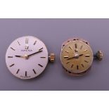 Two ladies Omega watch movements.