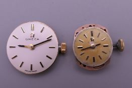 Two ladies Omega watch movements.