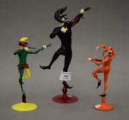 Three Venetian glass jesters. The largest 22 cm high.