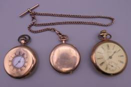 Three gold plated pocket watches (Waltham, Elgin and West & Son Dublin). Waltham watch 5.