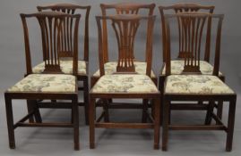 Six various mahogany dining chairs.