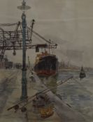 D WARD, Fishing in a Harbour, watercolour, framed and glazed. 26.5 x 34.5 cm.