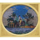 A 19th century beadwork picture, housed in a gilt frame. 31 x 27.5 cm overall.