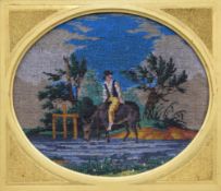 A 19th century beadwork picture, housed in a gilt frame. 31 x 27.5 cm overall.
