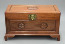 An Eastern cedar lined linen chest. 86 cm long.