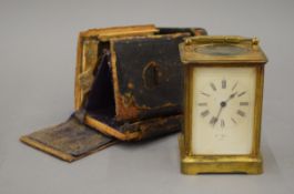 A 19th century cased carriage clock. The case 16 cm high.