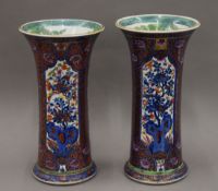 A pair of 19th century Chinese fluted sleeve vases. 38.5 cm high and 39 cm high.