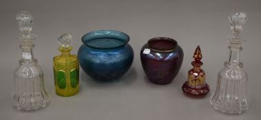 A quantity of miscellaneous glassware, including Bohemian scent bottles, etc.