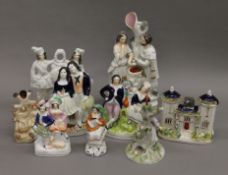 A collection of various Victorian Staffordshire figures.