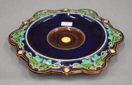 A Sarreguemines Majolica dish. 37 cm diameter.