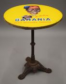 A French Banania advertising cafe table. 59.5 cm diameter.
