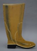 A painted wooden shop display boot. 49 cm high.