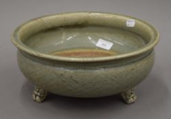 An 18th/19th century celadon footed bowl. 31 cm diameter.