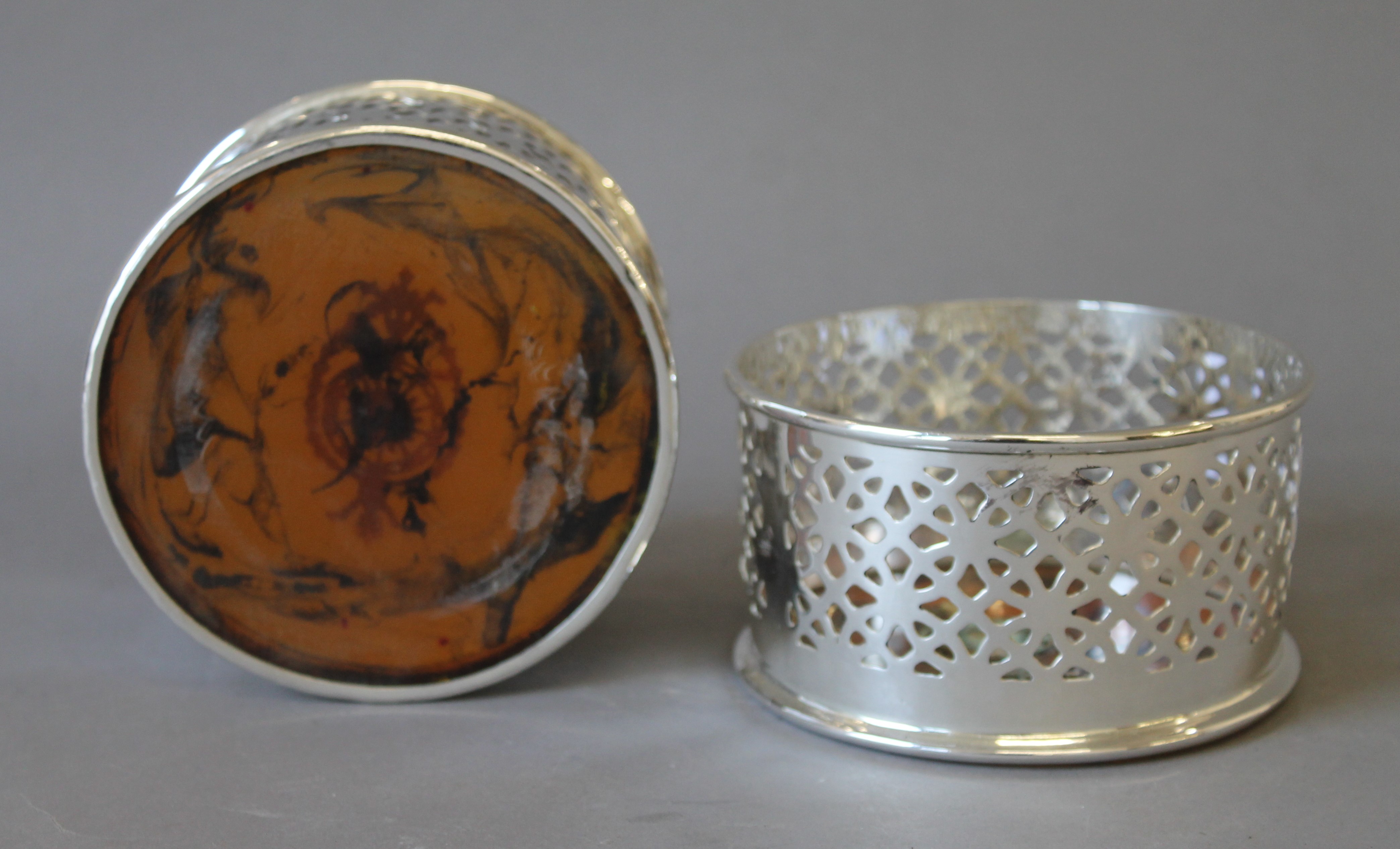 A pair of silver plated coasters. 12.5 cm diameters. - Image 4 of 4