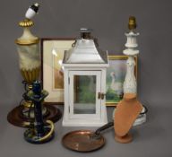 A quantity of lamps, pictures, etc.
