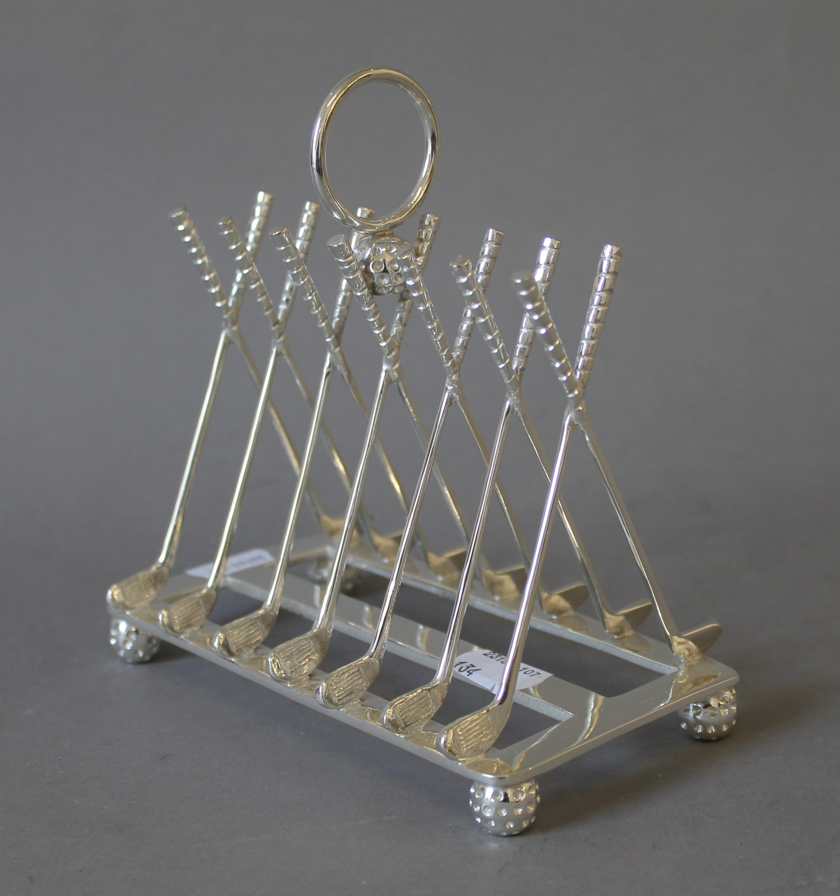 A silver plated golf club toast rack. - Image 2 of 2