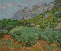 JACK MILLAR, Chaine Des Alpilles Provence, oil on board, unframed. 30.5 x 25.5 cm.