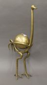 An unusual brass model of an ostrich. 58.5 cm high.