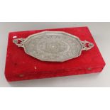 An unmarked Continental silver filigree twin handled tray, possibly Maltese. 51 cm wide.