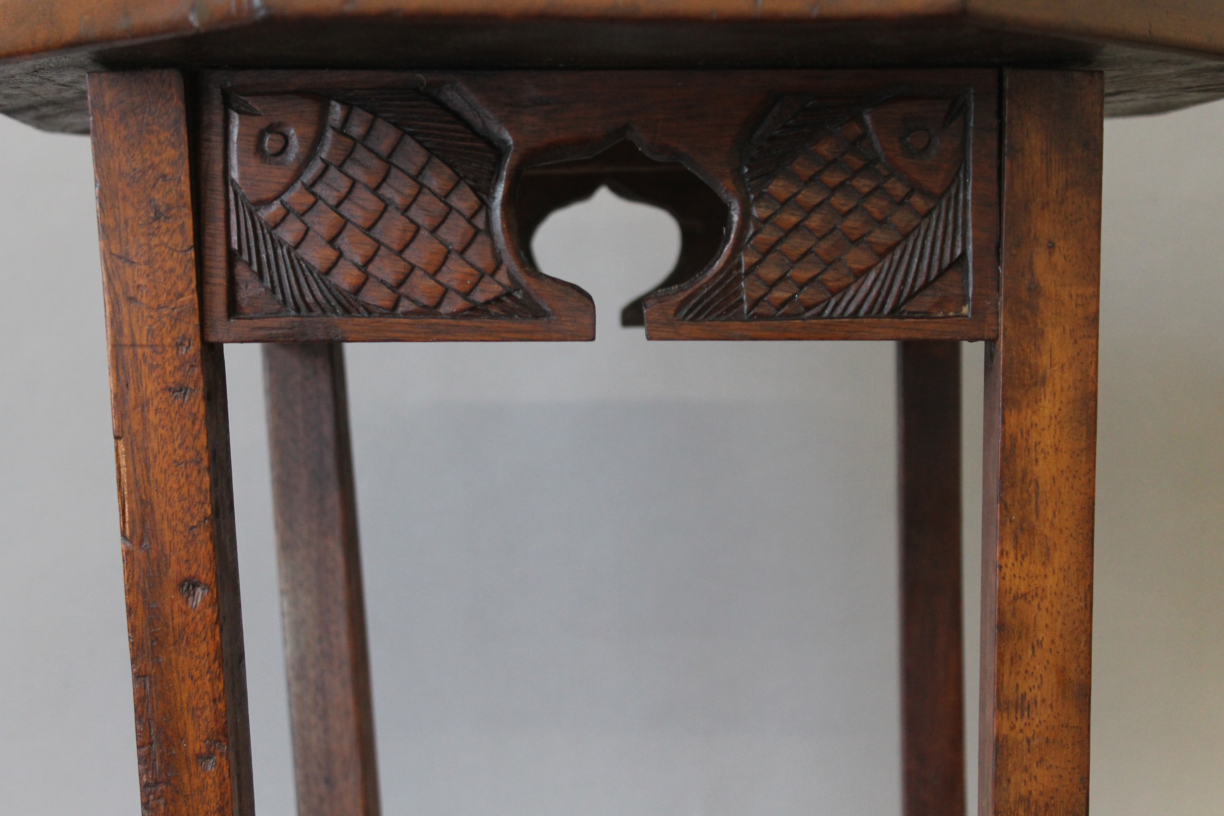 An Eastern carved octagonal side table, the top decorated with birds. 45 cm high. - Image 3 of 5