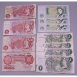 Three £1 notes (consecutive), four other £1 notes and four ten shilling notes.