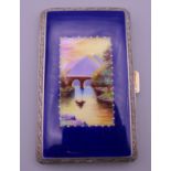 A rolled gold enamel cigarette case. 8.25 x 5 cm.