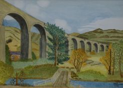 Two watercolours by F A FOUNTAIN, Viaduct at Glenfinnan and another similar, signed,