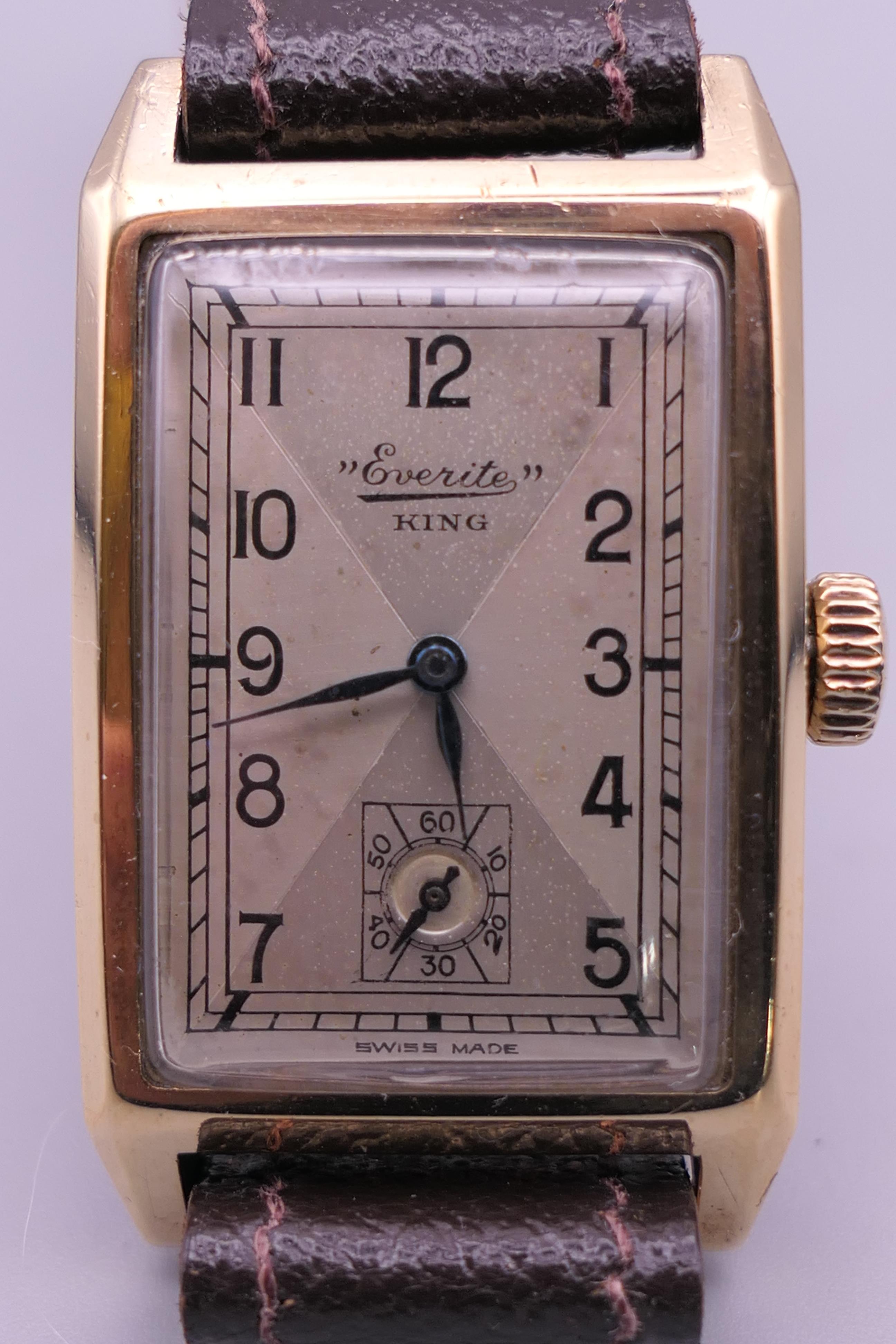A vintage 9 ct gold Everite King wristwatch, in working order.