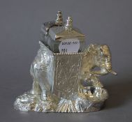 A silver plated elephant cruet set. 11 cm high.