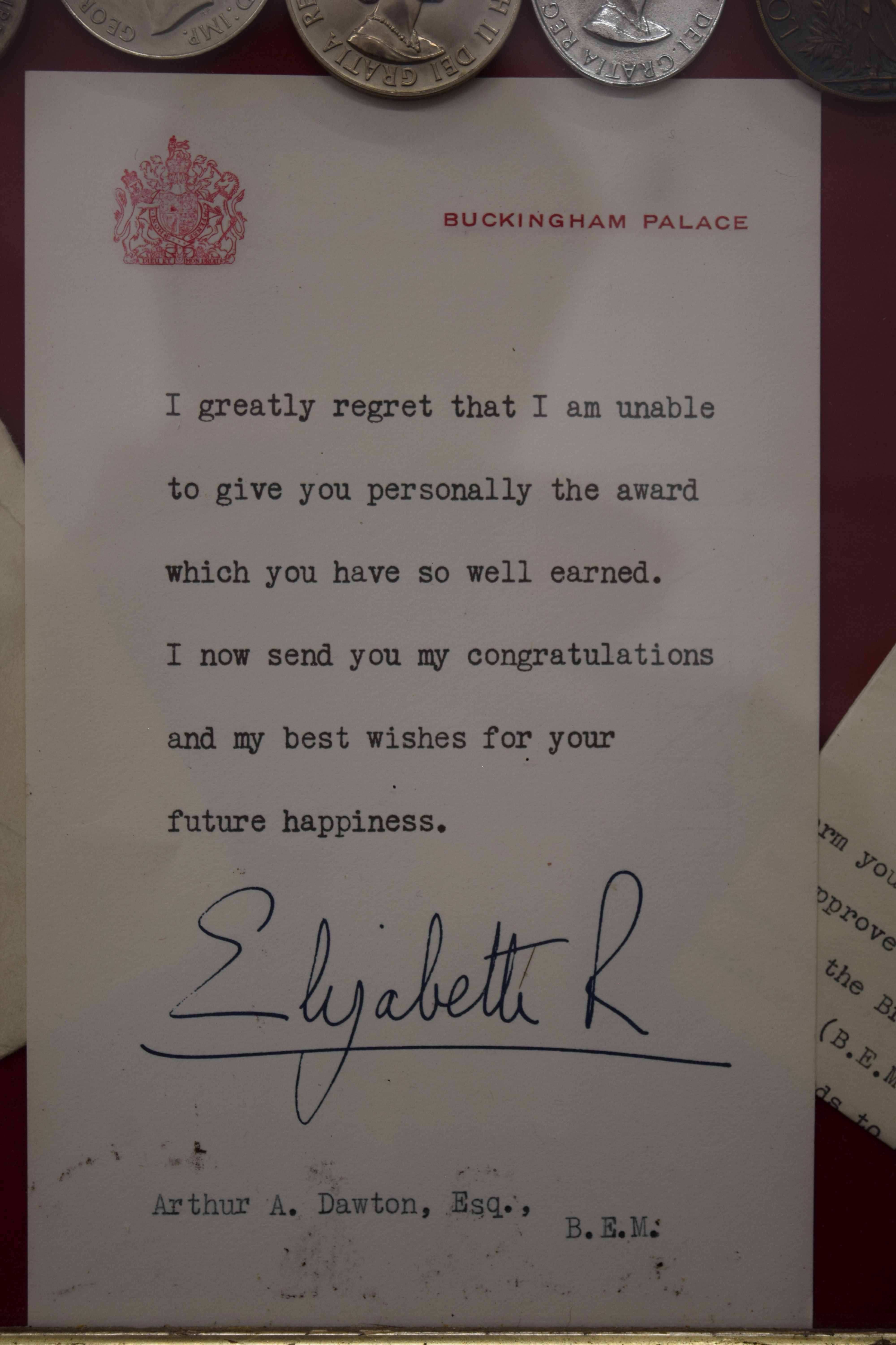 A framed display Gallantry British Empire medal with oak leaf and box, - Image 4 of 15