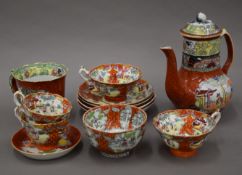 A quantity of Masons Ironstone tea wares. The tea pot 20 cm high.