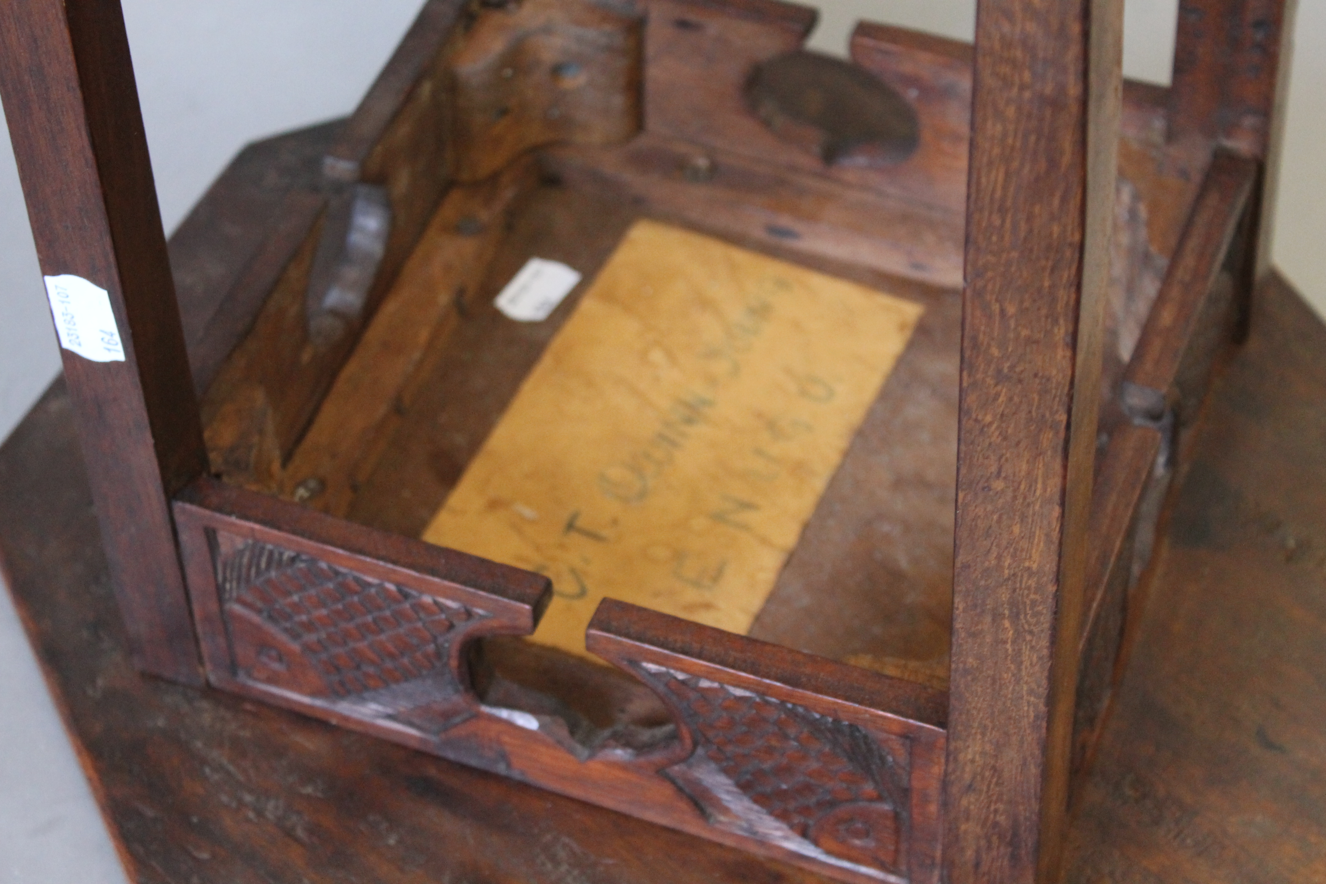 An Eastern carved octagonal side table, the top decorated with birds. 45 cm high. - Image 5 of 5