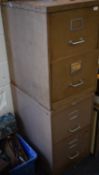 A pair of vintage metal two-drawer filing cabinets. 47 cm wide.