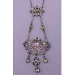 A vintage French silver marcasite and pearl necklace.