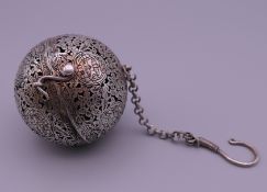 A Chinese ball censer. 5 cm high.