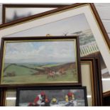 A quantity of horse racing and hunting related prints and photographic prints.