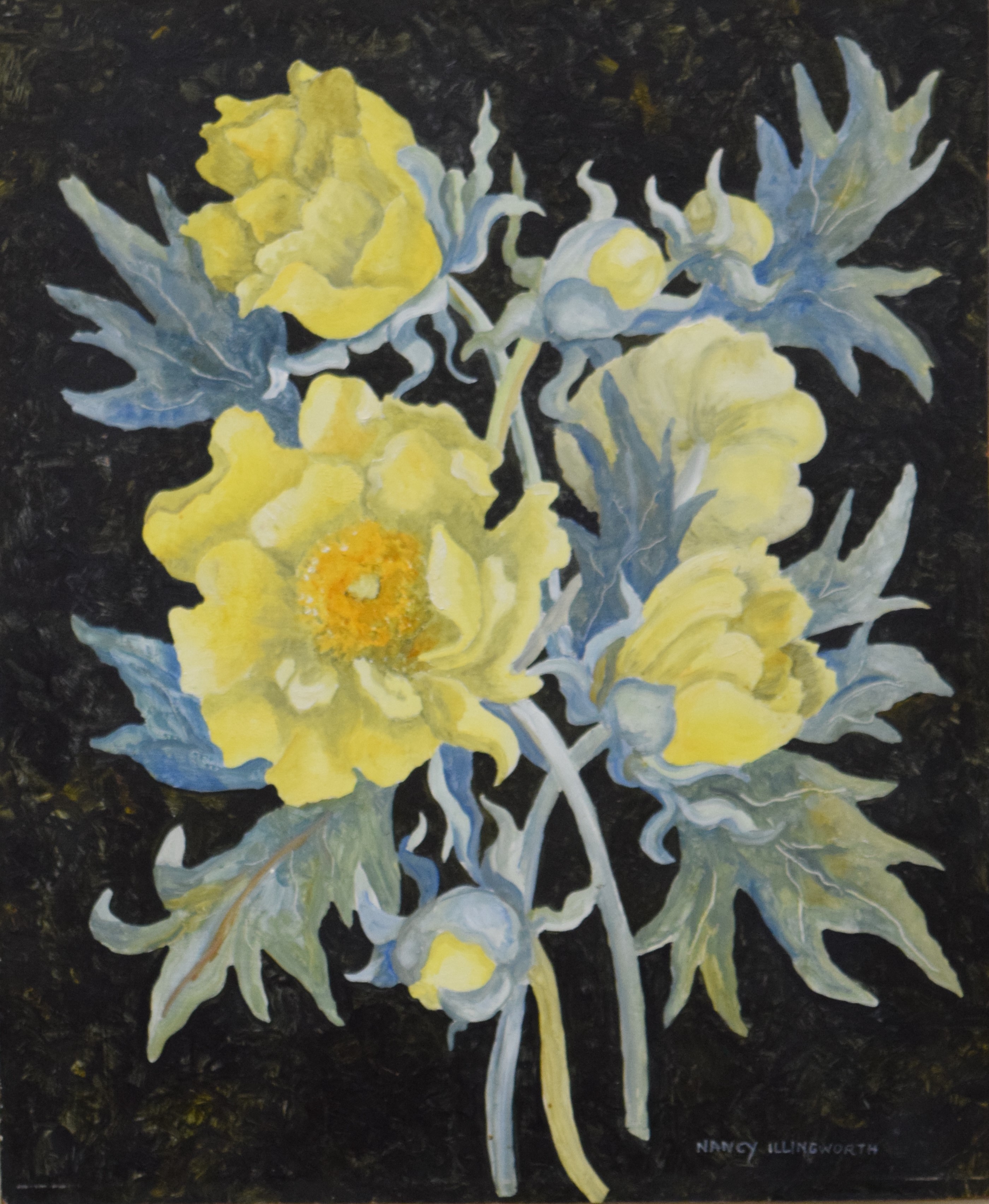 NANCY ILLINGWORTH, two floral oils on panel, mounted on a frame. 25.5 x 30 cm. - Bild 4 aus 5