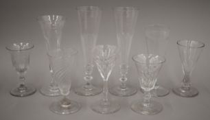 A collection of 18th/19th century drinking glasses.