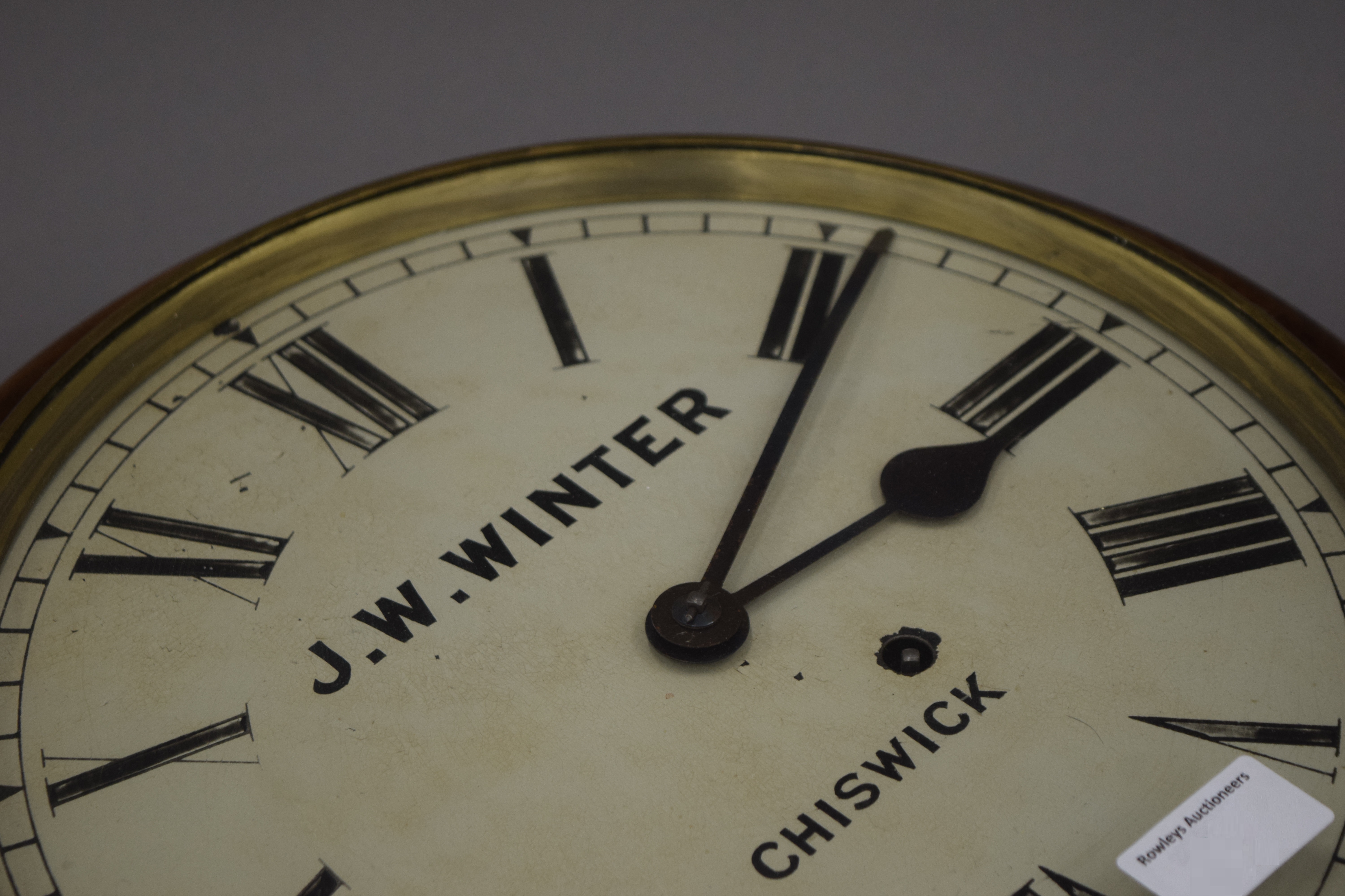 A dial clock, the face inscribed J W Winter, Chiswick. 37 cm diameter. - Image 3 of 4