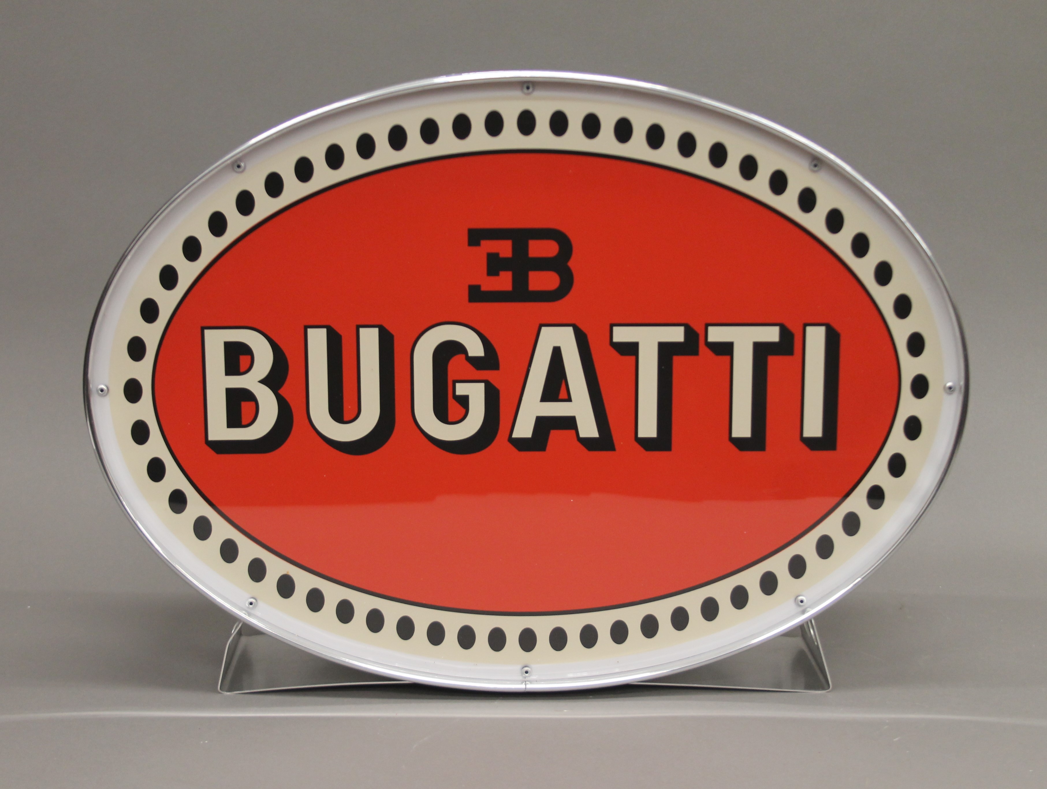 A Bugatti LED light sign. 43.5 cm wide.