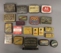 A collection of cigarette tins, etc.