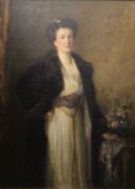 ROBERT HOPE RSA (1869-1936), Mrs Green of Liberton, oil on canvas, unsigned, framed. 99 x 136 cm.