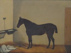 EARLY 20TH CENTURY, Brown Mare in a Stable, oil on board, unsigned, framed. 59 x 45 cm.