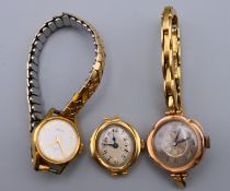 An 18 ct gold cased ladies wristwatch (lacking strap),