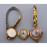 An 18 ct gold cased ladies wristwatch (lacking strap),