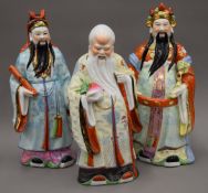 Three large Chinese porcelain figures. The largest 37 cm high.