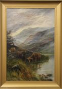 Cattle in a Landscape, oil on canvas, signed W RICHARDS, framed. 39 x 59.5 cm.