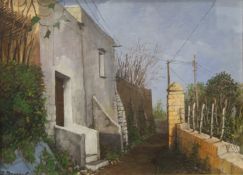 ITALIAN SCHOOL, Alley Beside a House, oil, signed L SORRENTO, framed and glazed. 37.5 x 27.5 cm.