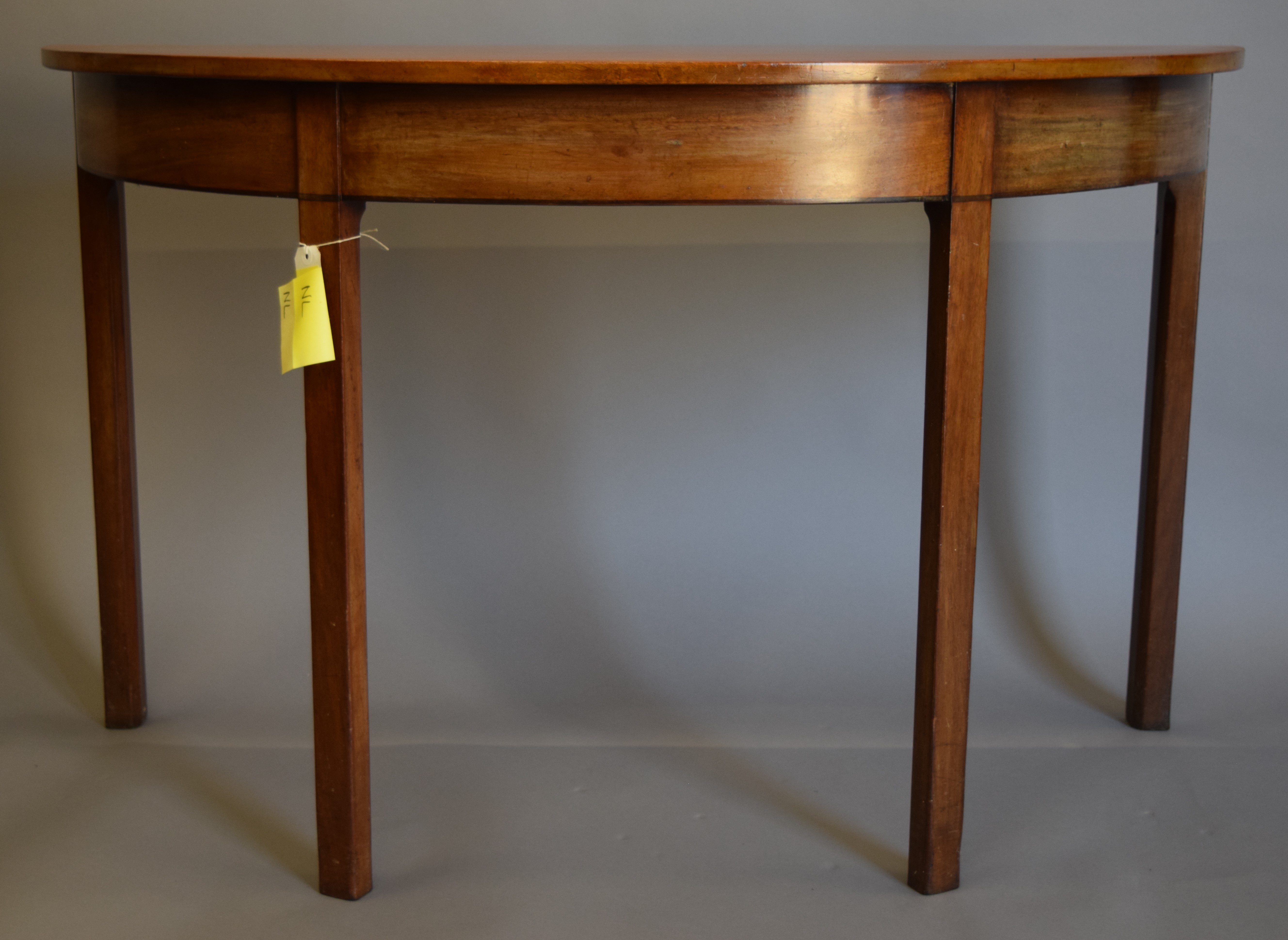Two 19th century mahogany demi-lune tables. Each 121 cm wide, 72 cm high. - Image 3 of 6