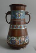 A bronze cloisonne vase. 33 cm high.